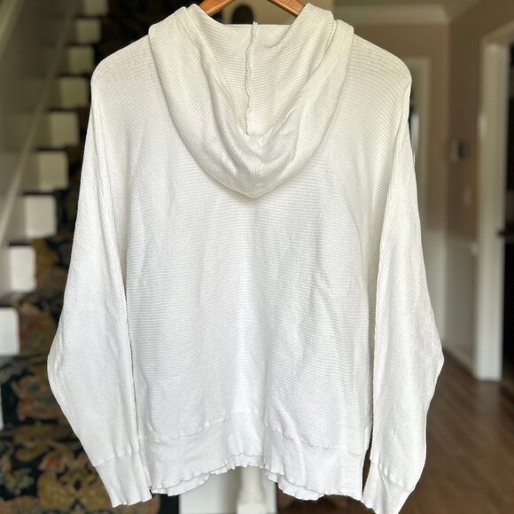 Chelsea & Theodore Super Soft Ivory Relaxed Long Sleeved Knit Hoodie Size XL - Picture 3 of 9